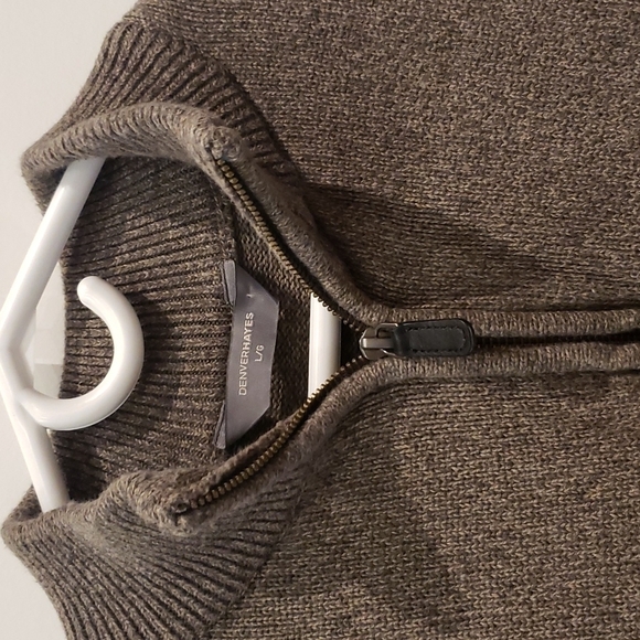 Denver Hayes  Pullover Knit 3/4 Zip 100% Cotton Beige Speckled Men Large - Picture 3 of 10